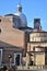 Part of the sunlit facades of the cathedral and the Baptistery of Padua.