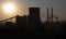 Part of the thermal power plant and sunset