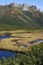 Part of the Trojrohe lake with the background of the Belianske Tatras.