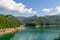 Part of unspoilt natural view around Lago ie Lake Vagli in Garfagnana, province of Lucca, Italy. Near Vagli Sotto