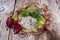 Parthenocissus on Wooden Rustik Background