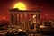 Parthenon on Acropolis of Athens, Greece. It is a top landmark of Athens. Scenic view of famous temple at sunset