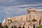 Parthenon ancient temple under impressive cloudy sky, Athens Greece