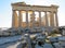 Parthenon, Athenian Acropolis, with a cat on the foreground