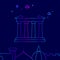 Parthenon, Athens, Greece Vector Line Icon, Illustration on a Dark Blue Background. Related Bottom Border