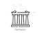 Parthenon, Athens, Greece Vector Line Icon, Symbol, Pictogram, Sign. Abstract Geometric Background. Editable Stroke