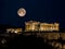 Parthenon of Athens at Night with Full Moon