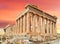 Parthenon monument athens greece pink sunset colors