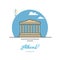 Parthenon temple at Acropolis, Athens, Greece, flat vector illustration