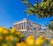 Parthenon temple against sunrise on the Athenian Acropolis, Gree