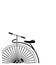 Partial corner style Minimal Vintage style penny farthing bicycle in partial form in black and white 3