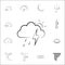 partial rain sign with a thunder-storm icon. Weather icons universal set for web and mobile