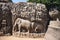 Partial view of the Descent of the Ganges or Arjuna`s Penance, Mahabalipuram, Tamil Nadu, India