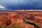 Partial View of Horseshoe Bend During a Sunset Sandstorm