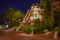 Partial view of Maya Pyramid in Mexico Pavilion on night background at Epcot in Walt Disney World .