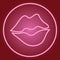 Partially closed lips, in a neon circle.