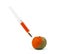Partially colored tangerine with syringe