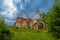 Partially destroyed large Orthodox Church of St. Nicholas Wonderworker in the village of Krapivno, Gdovsky District, Pskov Region