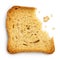 Partially eaten plain melba toast isolated on white from above.