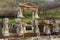 Partially reconstructed ancient fountain Nymphaeum of Trajan in Ephesus, Turkey