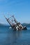 Partially submerged fishing vessel in Loch Linnie