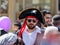 The participant of the annual carnival of Adloyada dressed as a pirate in Nahariyya, Israel