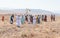 Participants in the reconstruction of Horns of Hattin battle in 1187 participate in the battle on foot on the battlefield near Tib