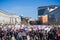 Participants at the Women`s March leave the rally location and start marching