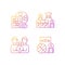 Participation in lottery gradient linear vector icons set