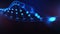 A particulate 3D rendered DNA on a blue bokeh background.