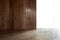 Partition brown wooden and glass wall with floor