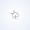 Partly cloudy night thunderstorm and downpour, vector best gray line icon