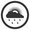 Partly cloudy with rain. Mainly cloudy. Weather icon. From a set of weather icons in black. Minimalistic style.
