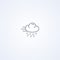Partly cloudy rain shower, vector best gray line icon