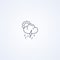 Partly cloudy thunderstorm and downpour, vector best gray line icon