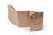 Partly folded light brown paper packing bag with flat bottom