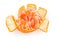 Partly peeled tangerine on a white background