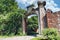 Partly ruined ancient arched gate in Kaliningrad