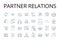 Partner relations line icons collection. Employee engagement, Customer loyalty, Sales performance, Marketing strategy