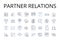 Partner relations line icons collection. Employee engagement, Customer loyalty, Sales performance, Marketing strategy
