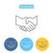 Partners handshake outline icons set.