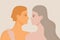 Partners in love concept vector. Woman and man are flirting and smiling. Happy marriage, husband and wife illustration. Date for