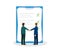 Partners shake hands. Document papers. Agreement and contract. Vector flat design