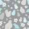 Partridge Birds and pear blossom seamless vector repeat pattern