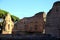 Parts of a ancient Roman structure with its old brick walls, on the Palatine Hill, Rome, Italy