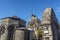 Parts of the Chapel Saint Clair d Aiguilhe and the famous Saint-Michel d Aiguilhe rock is at background. Le Puy-en-Velay in Haute-