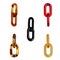 Parts of a multicolored large plastic chain from jewelry or bijouterie for designers and layout