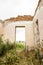 Parts of a ruined house with dramatic sky - different textures and herbs