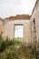 Parts of a ruined house with dramatic sky - different textures and herbs