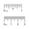 Parts of ruler scale. Inch divided into fractions converted to centimetres. Fragments of imperial and metric system